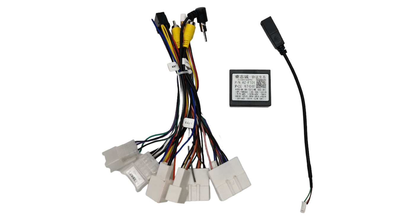 10-Inch Double DIN Trim Plate with Steering Wheel Control Harness for Toyota Hilux GD-6 2016–2021 (Compatible with Android GPS Navigation Radio with CarPlay)