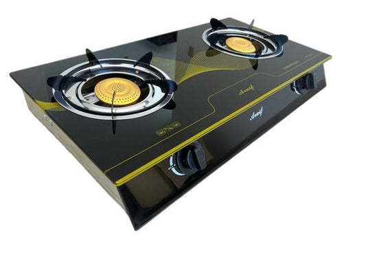 Aruif- Two Burner Auto Ignition Tempered Glass Gas Stove