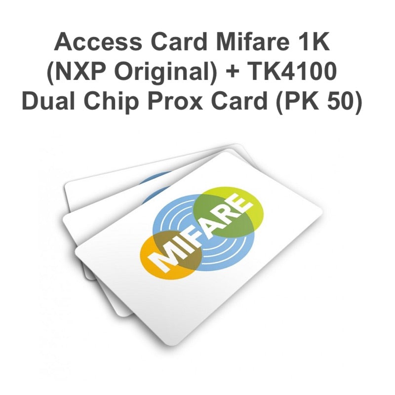Access Card Mifare 1k (NXP Original Chip) + tk4100 (Dual Chip) Prox Card (pk 50)