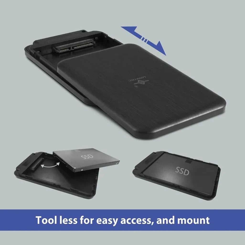 Vantec NST-258S3-BK, HDD/SSD enclosure, 2.5", Serial ATA III, USB connectivity, Black