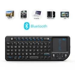 RII WIRELESS QWERTY BACKLIT TOUCHPAD LASER BLUETOOTH POINTER KEYBOARD – BLACK