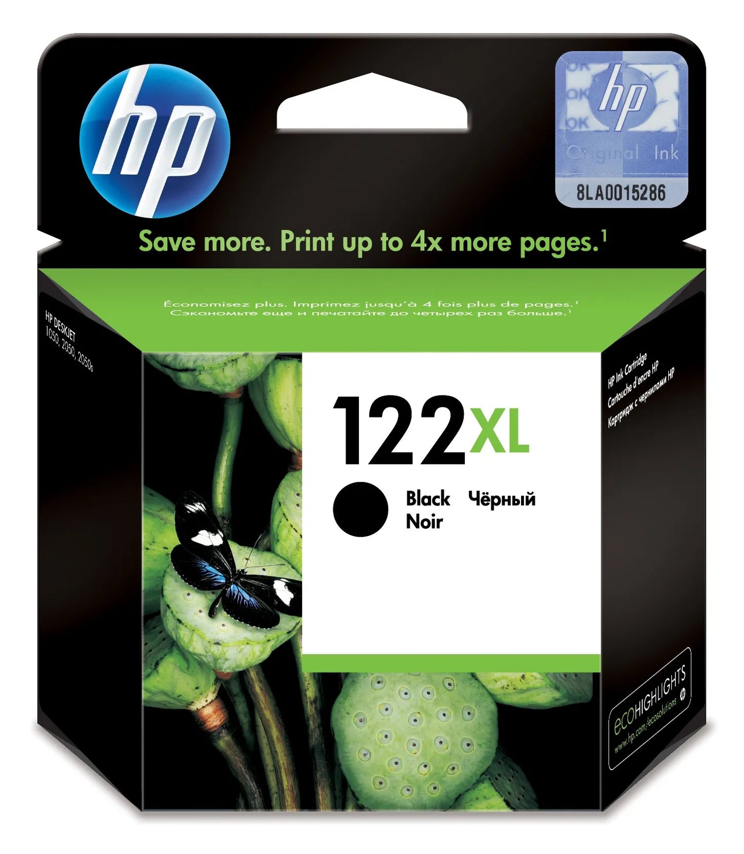 HP 122XL High Yield Black Original Ink Cartridge;~480 pages.