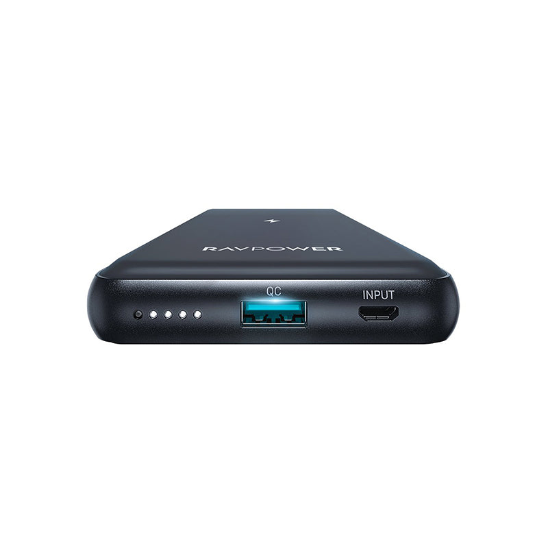 RAVPOWER 10000MAH 1X USB|1X TYPE-C 10W QC3.0 WIRELESS POWER BANK – BLACK - TecAfrica Solutions