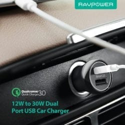 RAVPOWER 2 PORT 17W 2XUSB CAR CHARGER – BLACK - TecAfrica Solutions