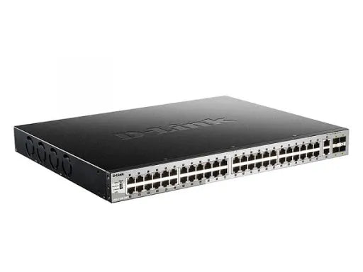 D-Link 48 10/100/1000Base-T PoE ports + 2 10GBase-T ports + 4 10G SFP+ ports; L3 Stackable Managed Switch