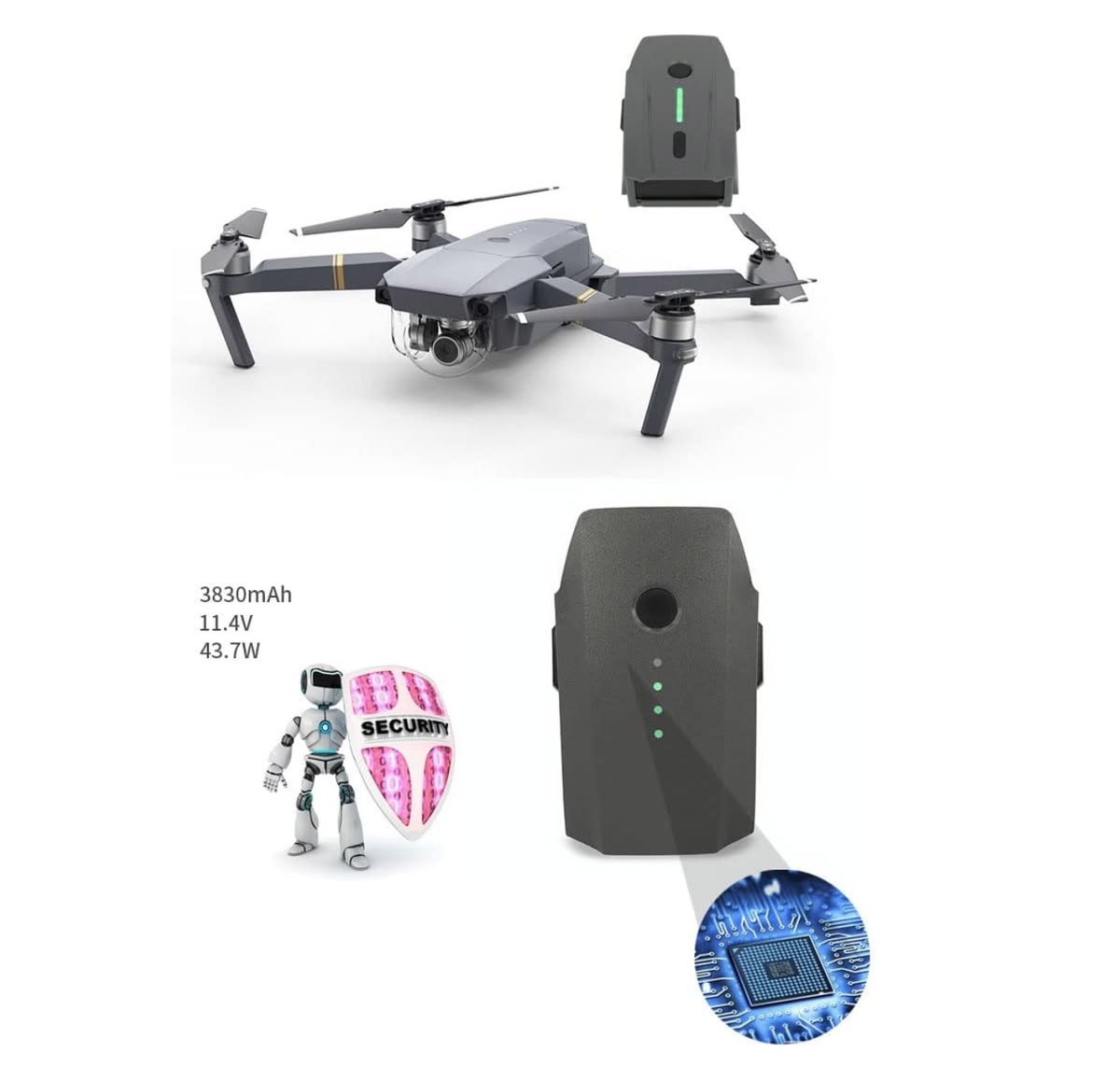 Compatible DJI Mavic Pro 3830mAh 11.4v Battery