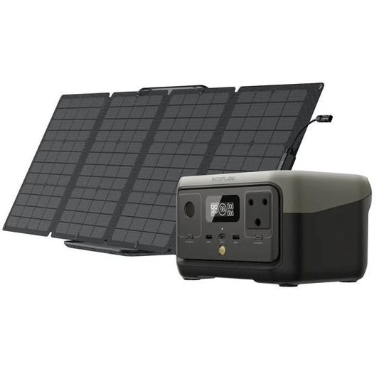 ECOFLOW RIVER 2 PORTABLE POWER STATION AND 110W PORTABLE SOLAR PANEL