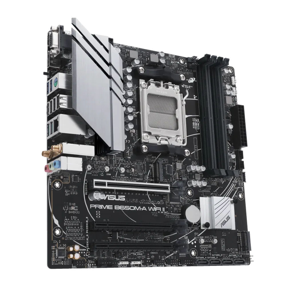 ASUS PRIME B650M-A WIFI II, AMD, Socket AM5, AMD Ryzen™ 7, DDR5-SDRAM, 128 GB, DIMM