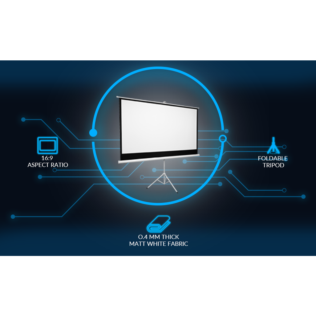 Connex E-Luminate Tripod Projector Screen 100 inch - 16:9