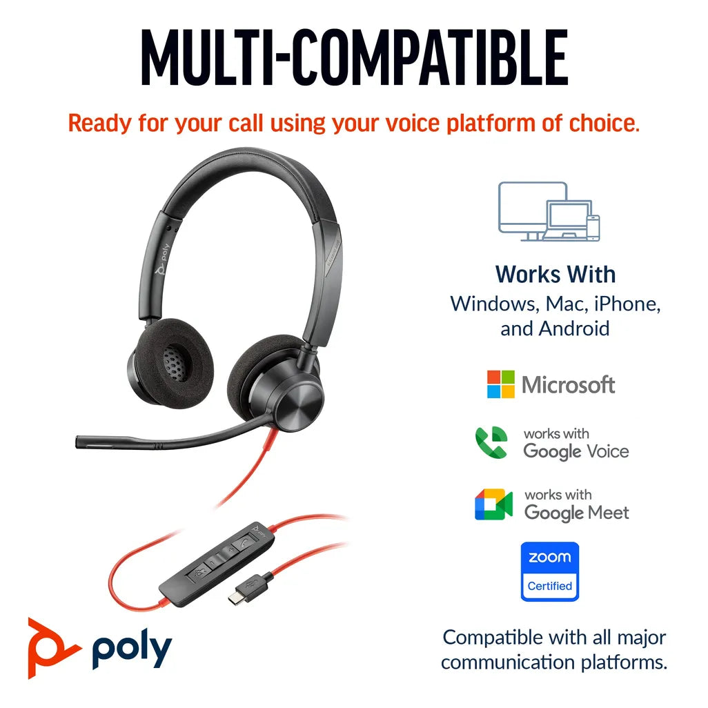 POLY BLACKWIRE 3320 USB-A+C HEADSET