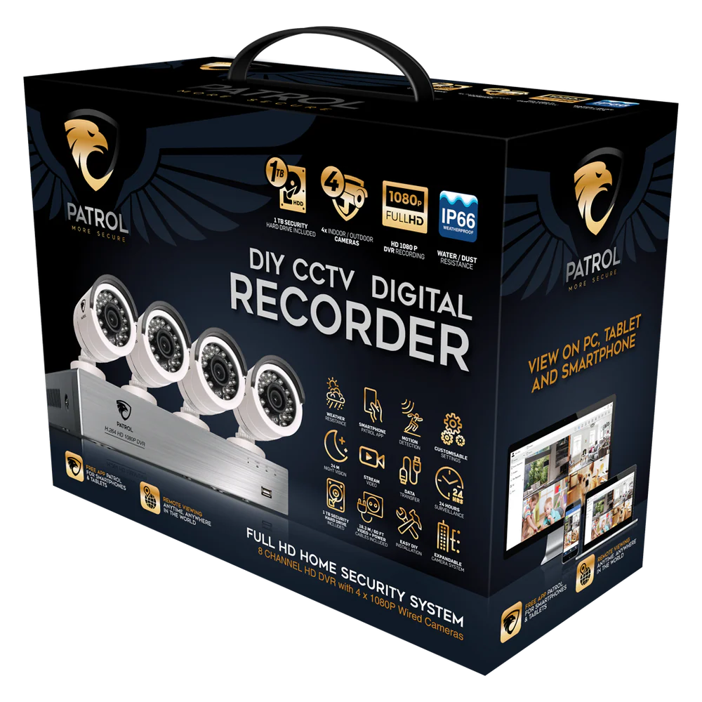 Patrol 8 Channel 4 x Bullet Camera 1080P 1TB DVR Kit
