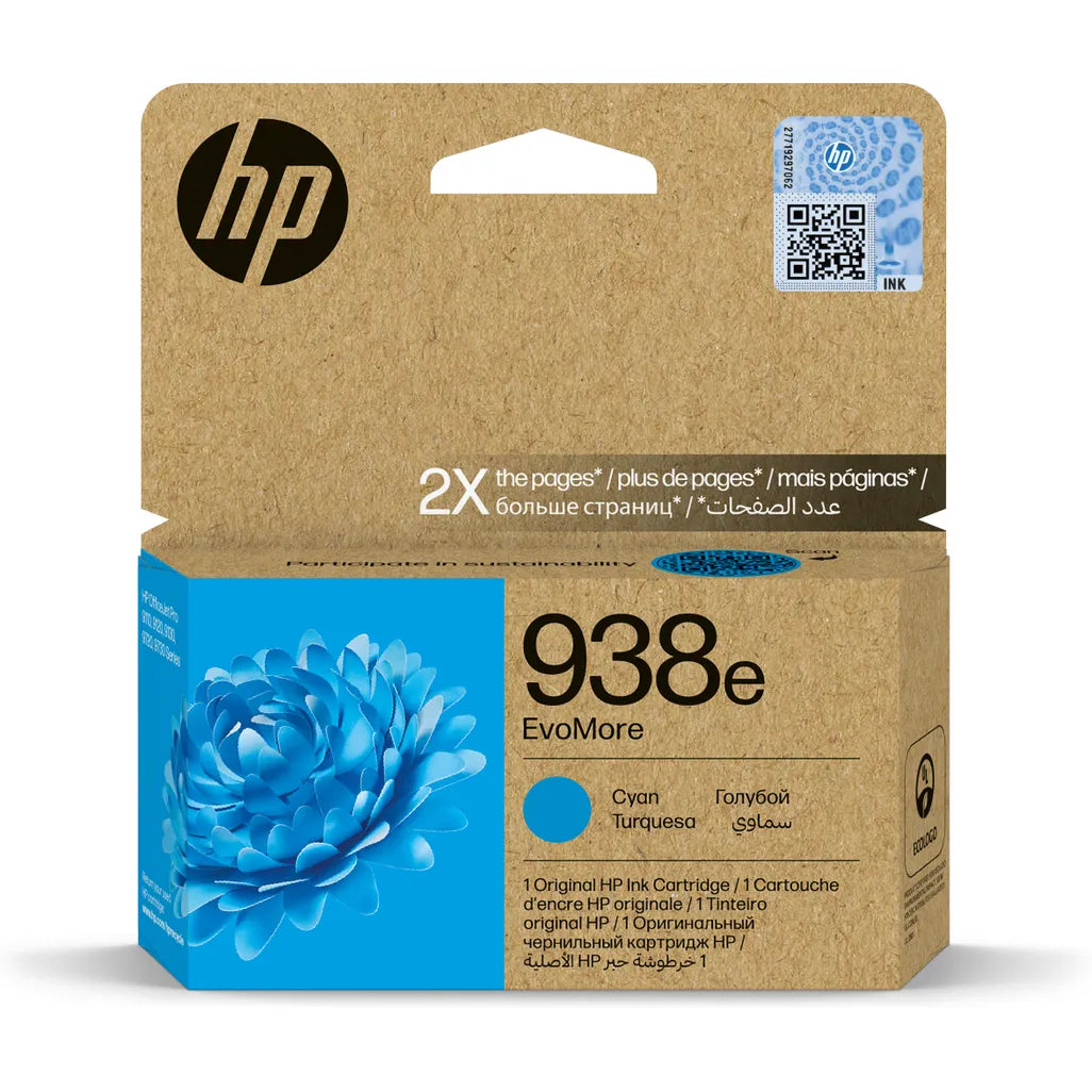 HP 938E EVOMORE CYAN ORIGINAL INK CARTRIDGE