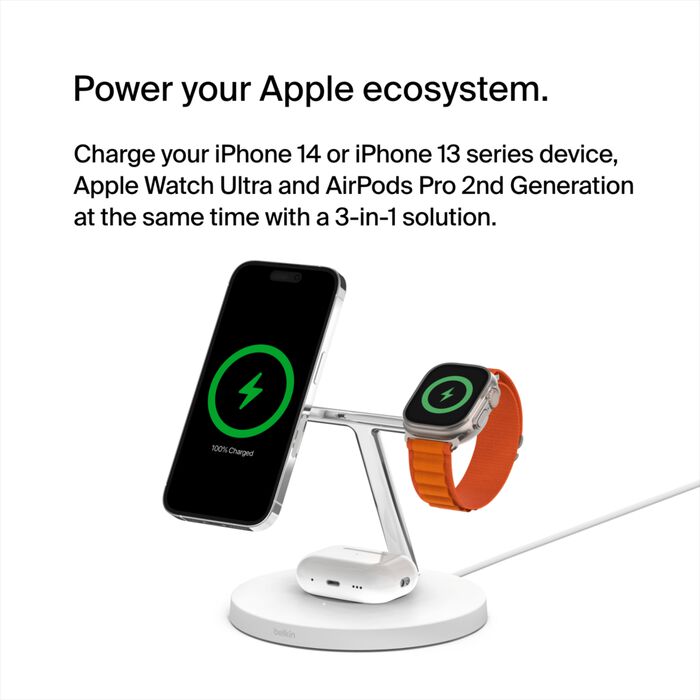 3-in-1 Wireless Charger with Official MagSafe Charging 15W