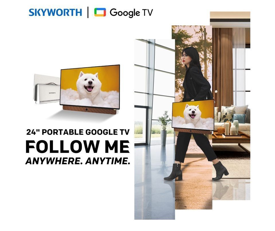 Skyworth 24" STF6800 FHD Portable Google Smart TV with Battery