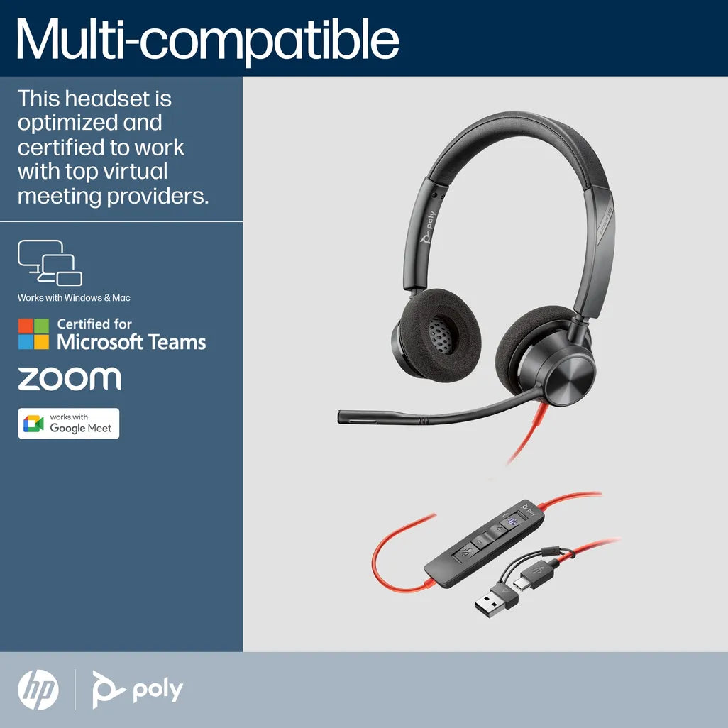 POLY BLACKWIRE 3320 USB-A+C HEADSET