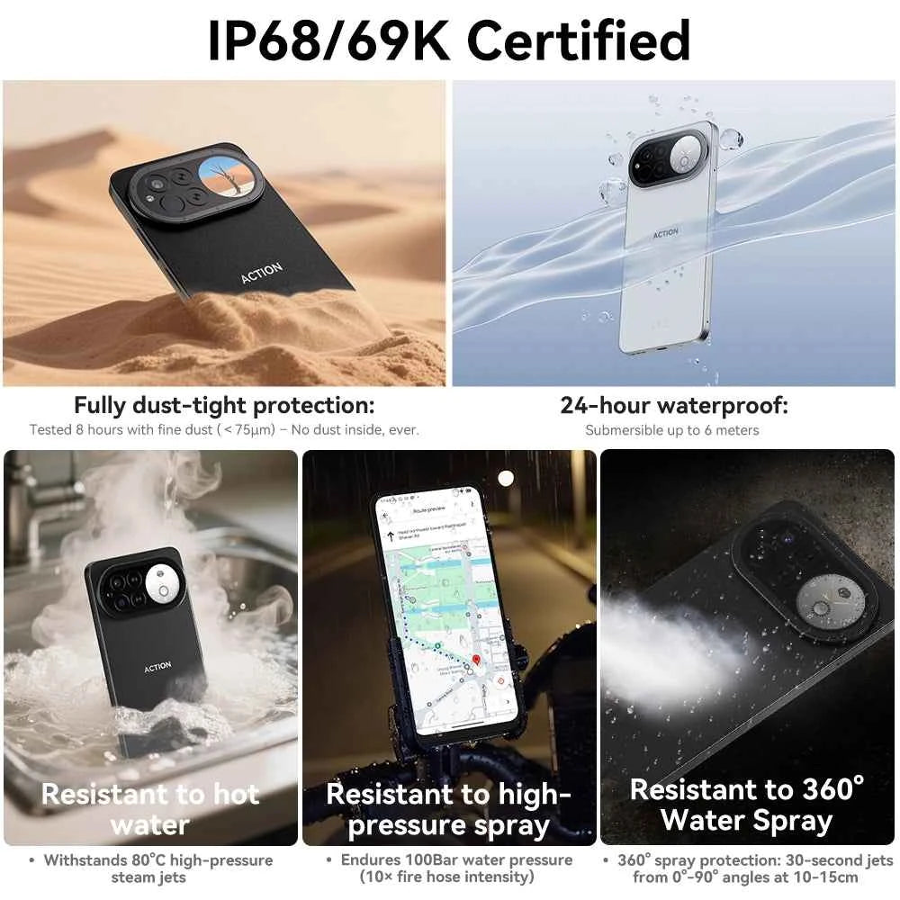 Action Smartphone 15| 6GB| 256GB| Android 15 (Black Smartphone)