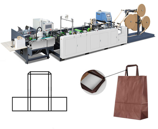 Automatic Flat Paper Bag Handle Making Combi Pasting Machine