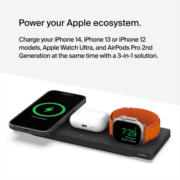 3-in-1 Wireless Charging Pad with Official MagSafe Charging 15W