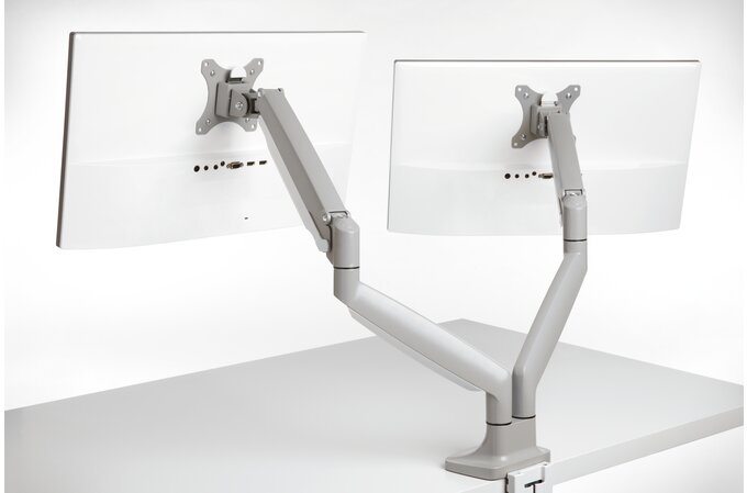 Kensington - Desk/Table Arm SmartFit One -Touch Height Adjustable - Provides stable support for 2 x Monitors up to 34" 8kg (Clamped) Dual Monitor Arm - White  (5028252597135)