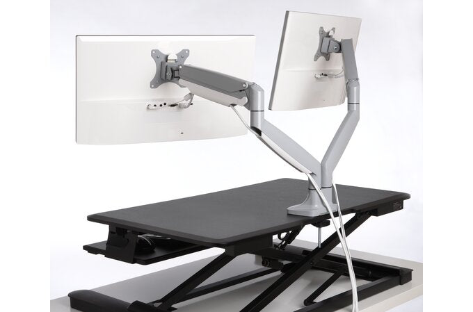 Kensington - Desk/Table Arm SmartFit One -Touch Height Adjustable - Provides stable support for 2 x Monitors up to 34" 8kg (Clamped) Dual Monitor Arm - White  (5028252597135)