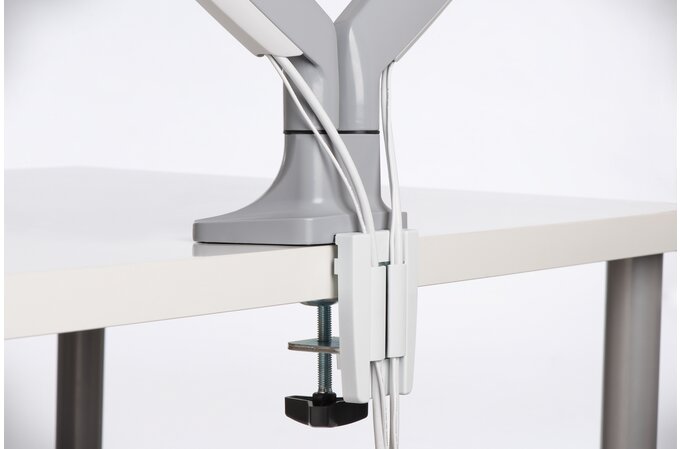 Kensington - Desk/Table Arm SmartFit One -Touch Height Adjustable - Provides stable support for 2 x Monitors up to 34" 8kg (Clamped) Dual Monitor Arm - White  (5028252597135)