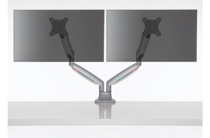 Kensington - Desk/Table Arm SmartFit One -Touch Height Adjustable - Provides stable support for 2 x Monitors up to 34" 8kg (Clamped) Dual Monitor Arm - White  (5028252597135)