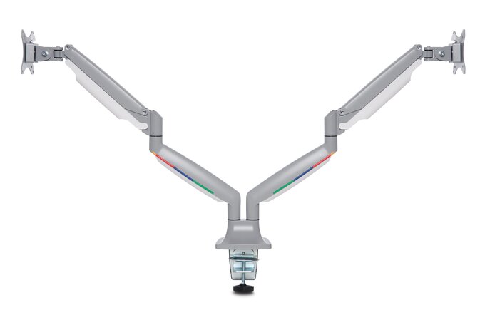 Kensington - Desk/Table Arm SmartFit One -Touch Height Adjustable - Provides stable support for 2 x Monitors up to 34" 8kg (Clamped) Dual Monitor Arm - White  (5028252597135)