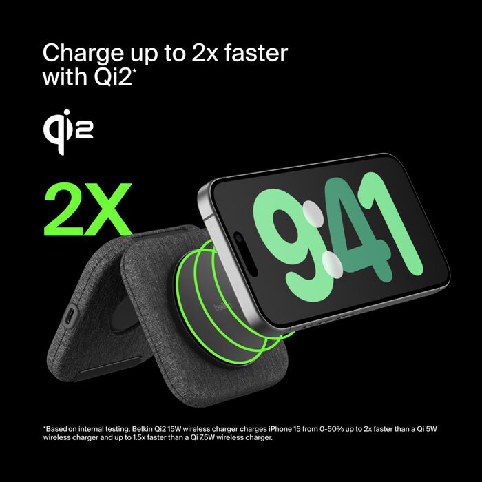 2-in-1 Magnetic Charging Travel Pad with Qi2 15W