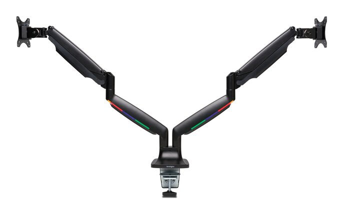 Kensington - Desk/Table Arm SmartFit One-Touch Height Adjustable - Provides stable support for 2 x Monitors up to 34" 8kg (Clamped) Dual  Monitor Arm - Black(085896596011)