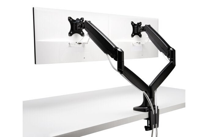 Kensington - Desk/Table Arm SmartFit One-Touch Height Adjustable - Provides stable support for 2 x Monitors up to 34" 8kg (Clamped) Dual  Monitor Arm - Black(085896596011)