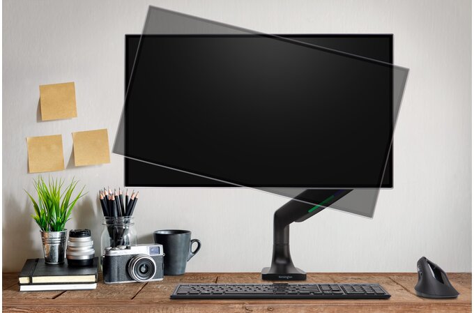Kensington - Desk/Table Arm SmartFit One-Touch Height Adjustable Single Monitor Arm Holds 1 x Monitors up to 34" (Clamped)  - Black  (085896596004)