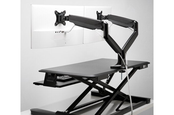 Kensington - Desk/Table Arm SmartFit One-Touch Height Adjustable - Provides stable support for 2 x Monitors up to 34" 8kg (Clamped) Dual  Monitor Arm - Black(085896596011)
