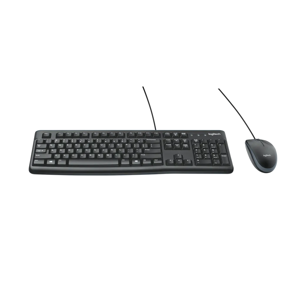 Logitech Desktop MK120, Full-size (100%), Wired, USB, QWERTY, Black, Mouse included