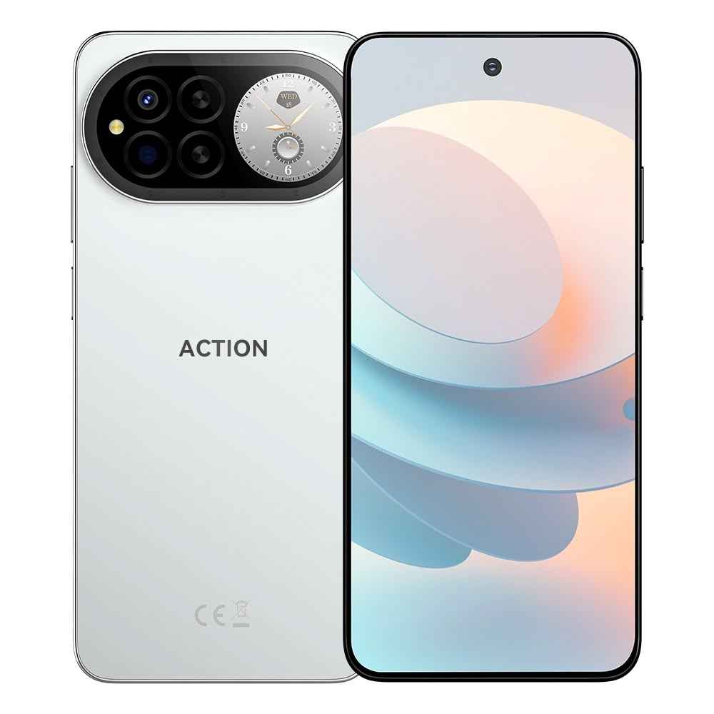 Action Smartphone 15| 6GB| 256GB| Android 15 (White Smartphone)