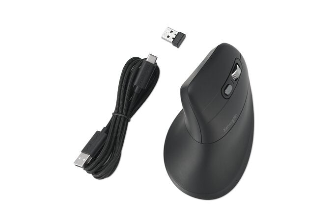 Kensington - Pro Fit Ergo MY630 EQ Rechargeable Bluetooth Mouse with 2.4GHz USB-A Reciever, 55% Post-Consumer Recycled (PCR) Content, With Up to 4 Months Of Battery Life Per Charge