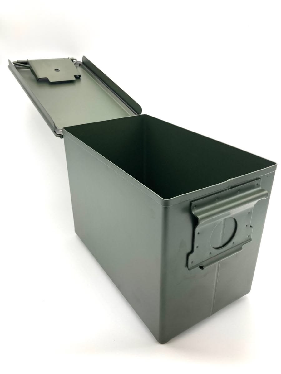 Metal Ammunition Storage Box - Green, Heavy-Duty 30x17x22cm