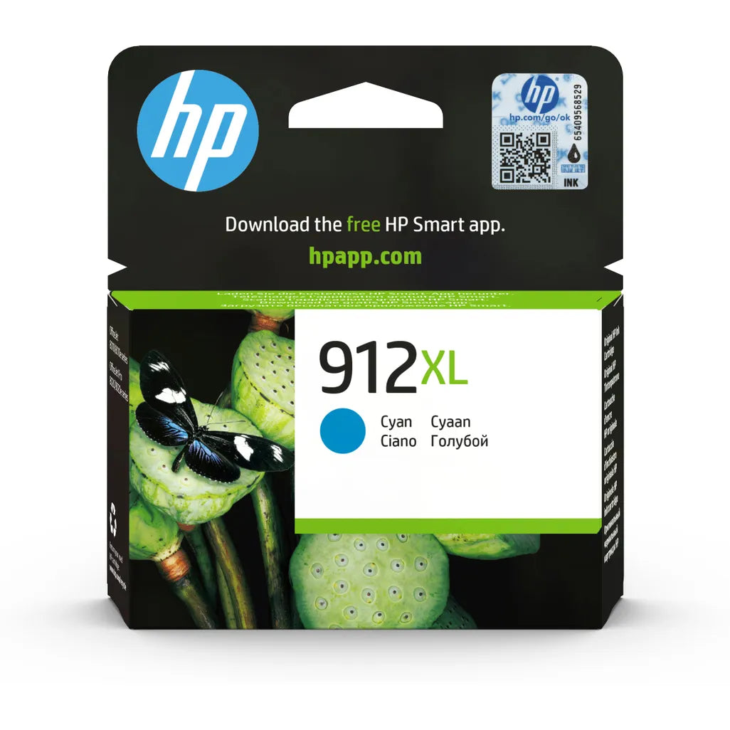 HP 912XL High Yield Cyan Original Ink Cartridge;~825 pages