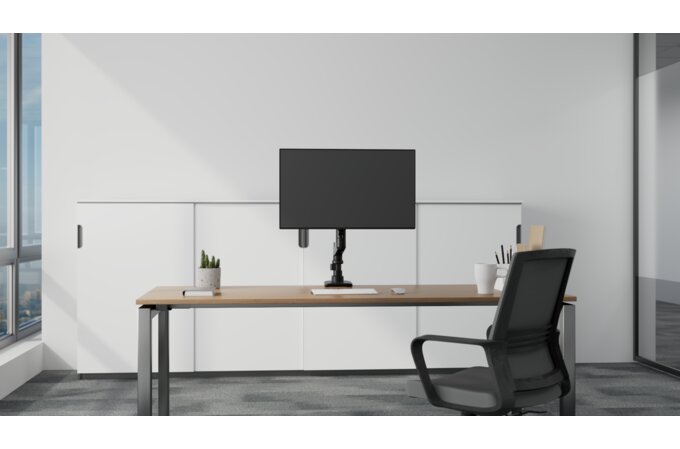 Kensington - Desk/Table Arm SmartFit Premium Heavy Duty Single Monitor Arm - Black -  Provides stable support for 1 x Monitors 49" 20kg (Clamped) with VESA 75, 100, 200, and 300 1:1 mounting patterns (085896582731)