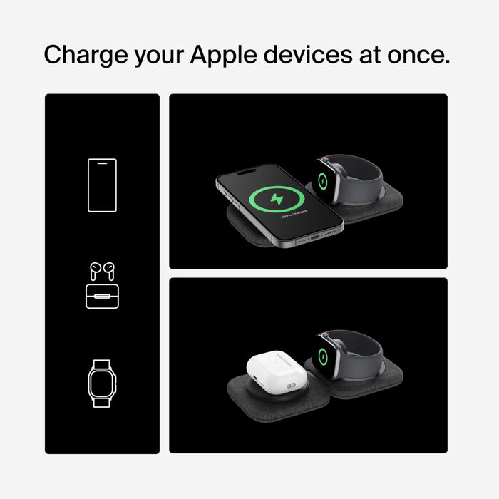 2-in-1 Magnetic Charging Travel Pad with Qi2 15W