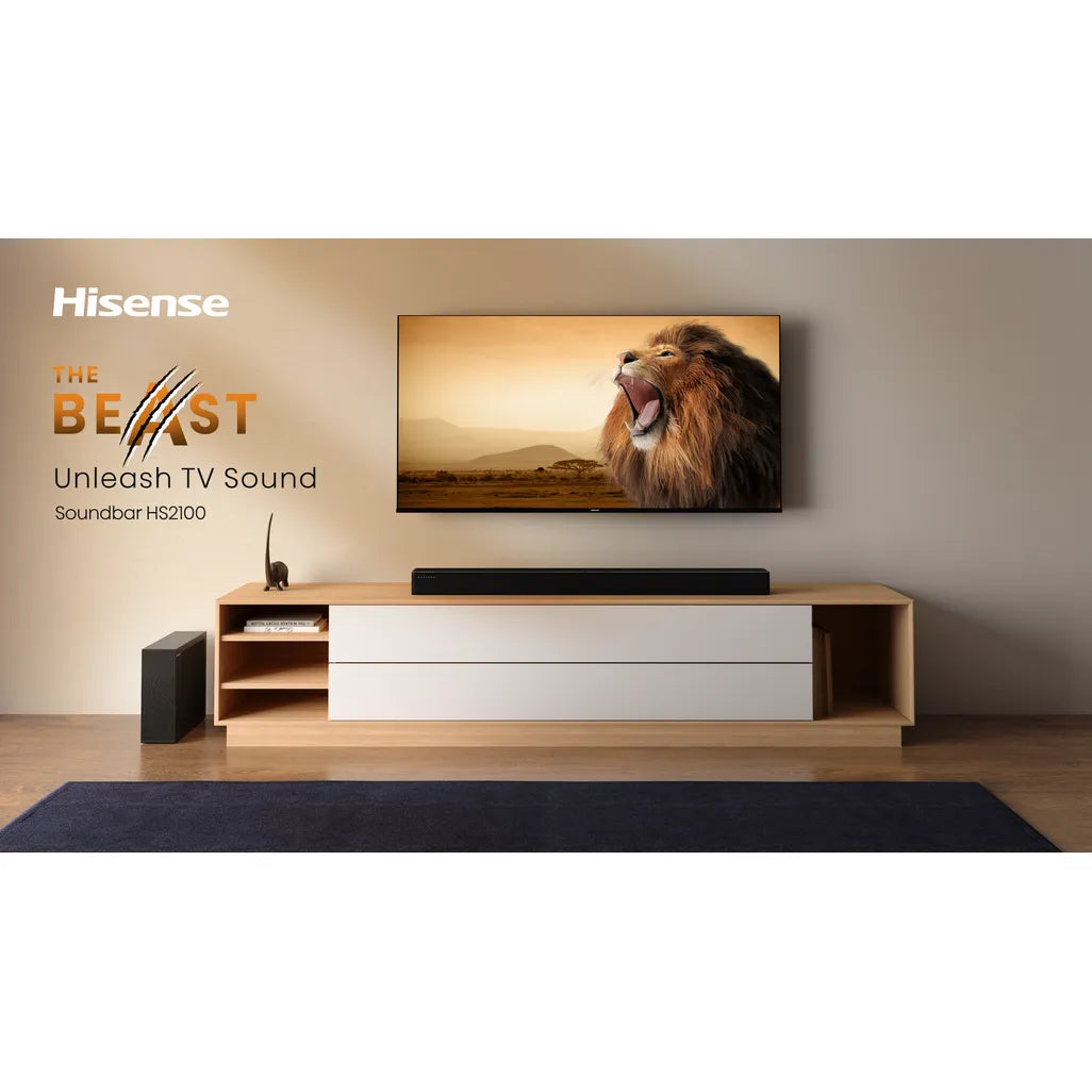 Hisense HS2100, 2.1 channels, 240 W, DTS Virtual:X, Dolby Digital, Dolby Digital Plus, Movie, Music, TV, 120 W, 120 W