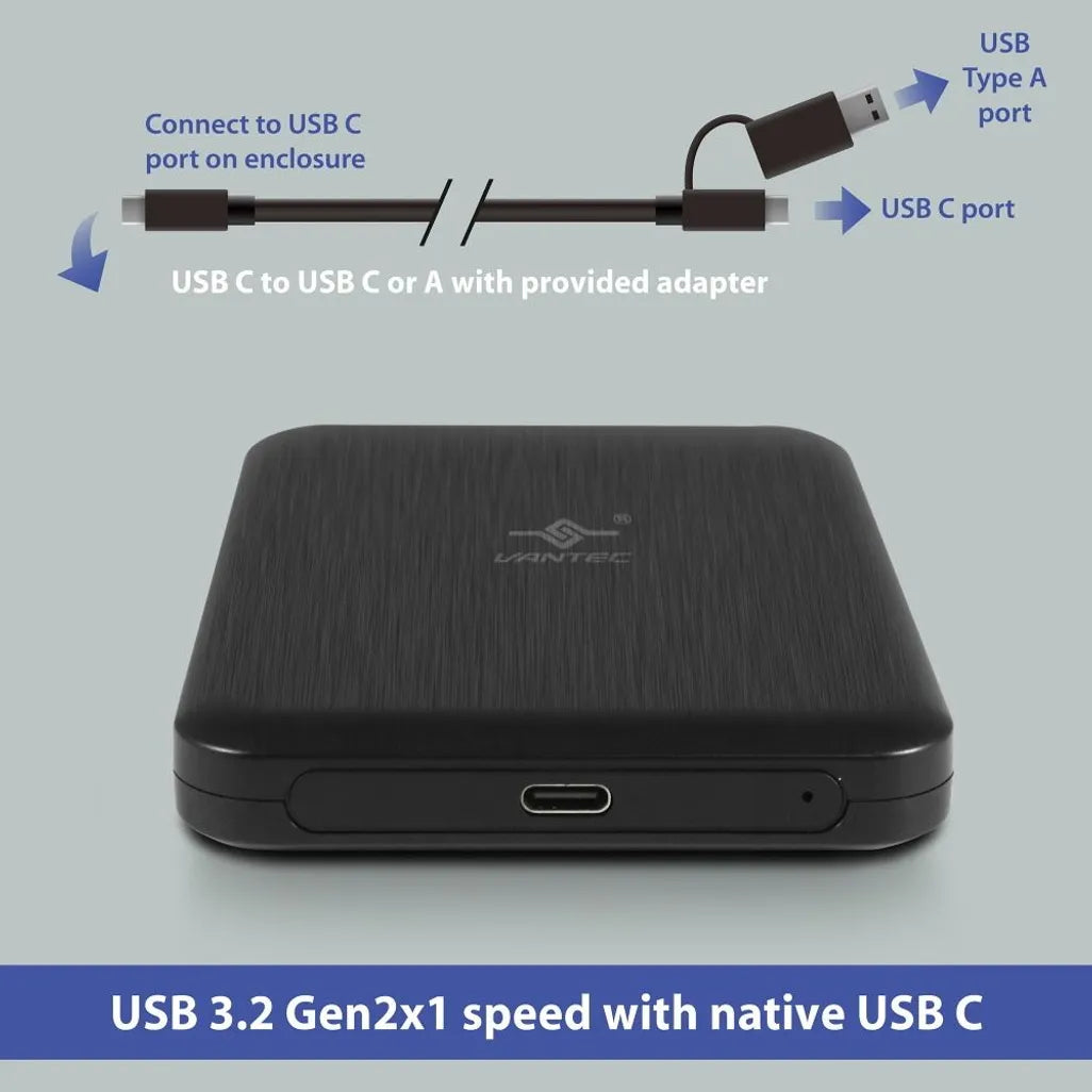 Vantec NST-258S3-BK, HDD/SSD enclosure, 2.5", Serial ATA III, USB connectivity, Black - TecAfrica Solutions