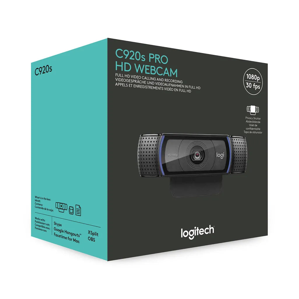 Logitech HD Pro Webcam C920, 1920 x 1080 pixels, Full HD, 30 fps, 720p, 1080p, Privacy cover, 78°