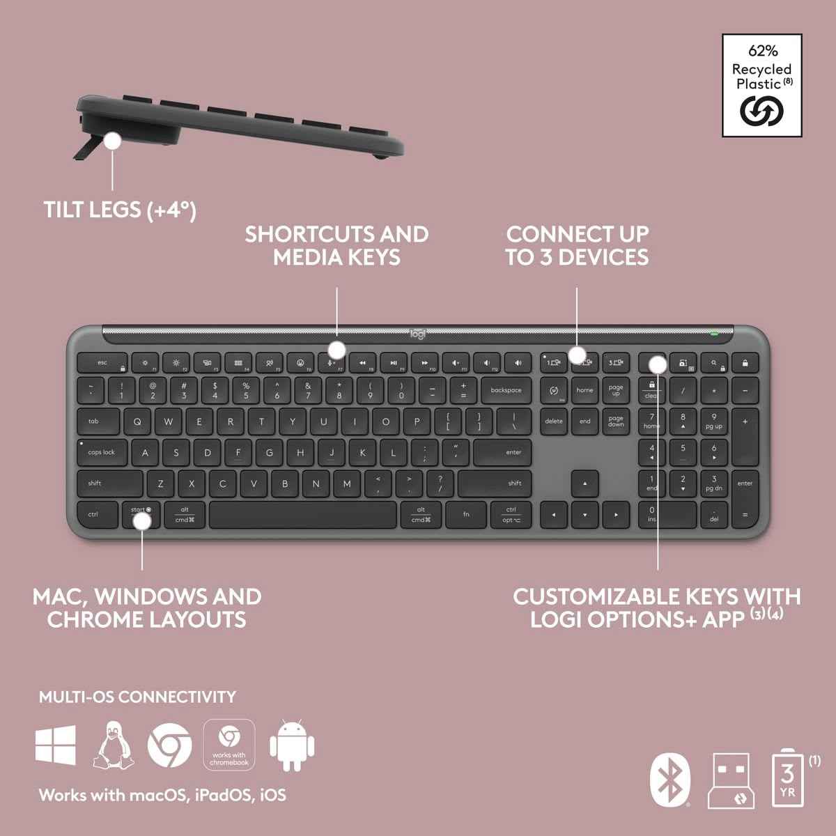 Logitech Signature Slim MK950 Wireless Keyboard & Mouse Combo. - Black