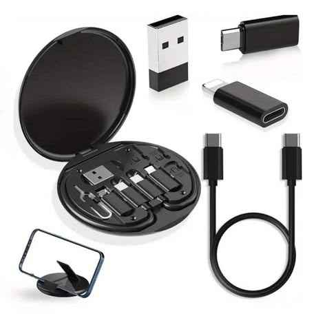 Multifunction Fast Data Cable Charging Stand Set - Black