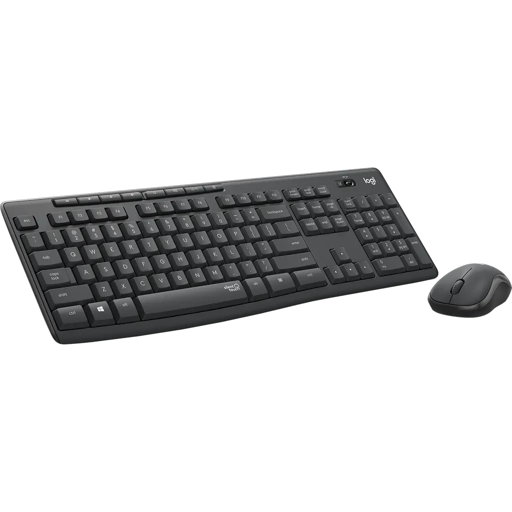 Logitech MK295 Silent Wireless Combo, Full-size (100%), USB, QWERTY, Graphite, Mouse included