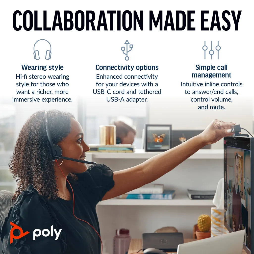 HP POLY BW 3220 STEREO USB-C HS +USB-C/A - TecAfrica Solutions
