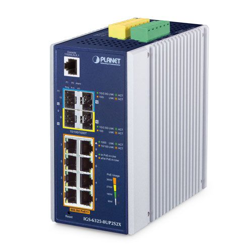 IGS-6325-8UP2S2X Industrial L3 8-Port 10/100/1000T 802.3bt PoE + 2-Port 100/1000X SFP + 2-Port 10G SFP+ Managed Ethernet Switch