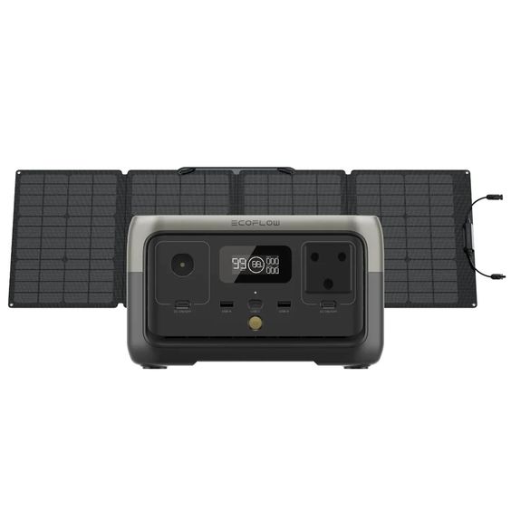 ECOFLOW RIVER 2 PORTABLE POWER STATION AND 110W PORTABLE SOLAR PANEL