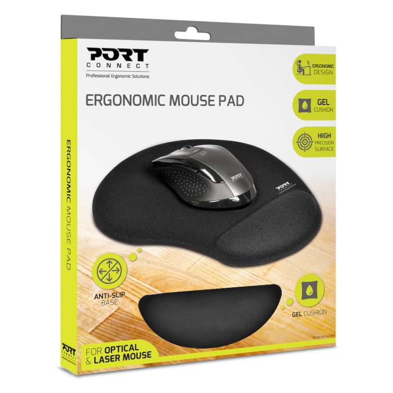 Port Ergonomic Gel Mouse Pad - Black - TecAfrica Solutions