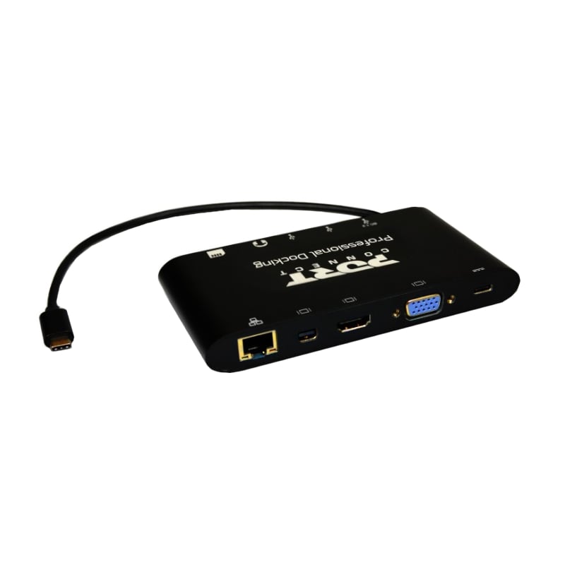 Port USB Type-C 3 x USB3.0|1 x Aux|12 x Micro+SD Card Reader|1 x Mini DP|1 x RJ45|1 x HDMI|1 x VGA|1 x Type-C PD Dock - Black - TecAfrica Solutions